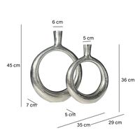 Vase 2er Set FineBuy Blumenvase Aluminium Donut Tischvase Modern Rund Wohndeko – Ansicht 3