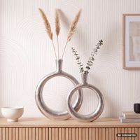 Vase 2er Set FineBuy Blumenvase Aluminium Donut Tischvase Modern Rund Wohndeko – Ansicht 1