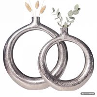 Vase 2er Set FineBuy Blumenvase Aluminium Donut Tischvase Modern Rund Wohndeko – Ansicht 6