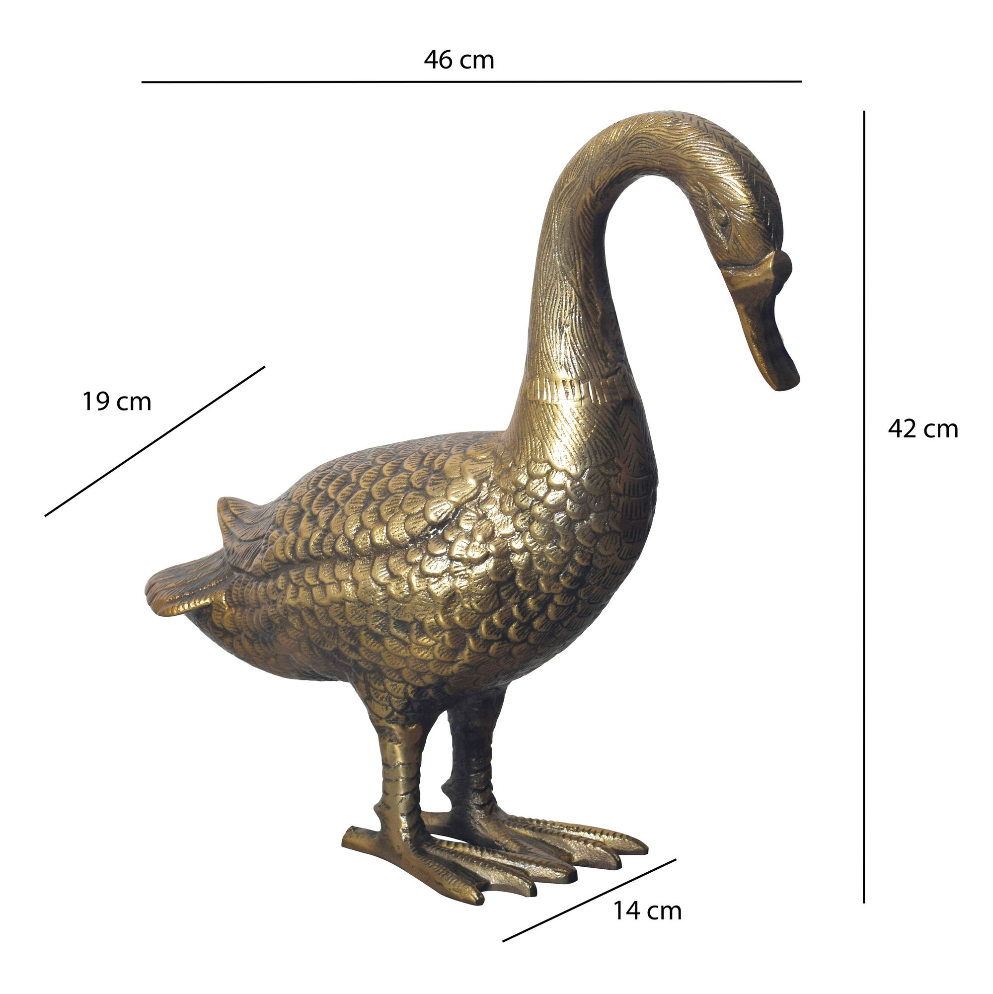 Dekofigur FineBuy Deko Gans Gold 46 cm Aluminium Statue Wohndeko Dekoration – Ansicht 3