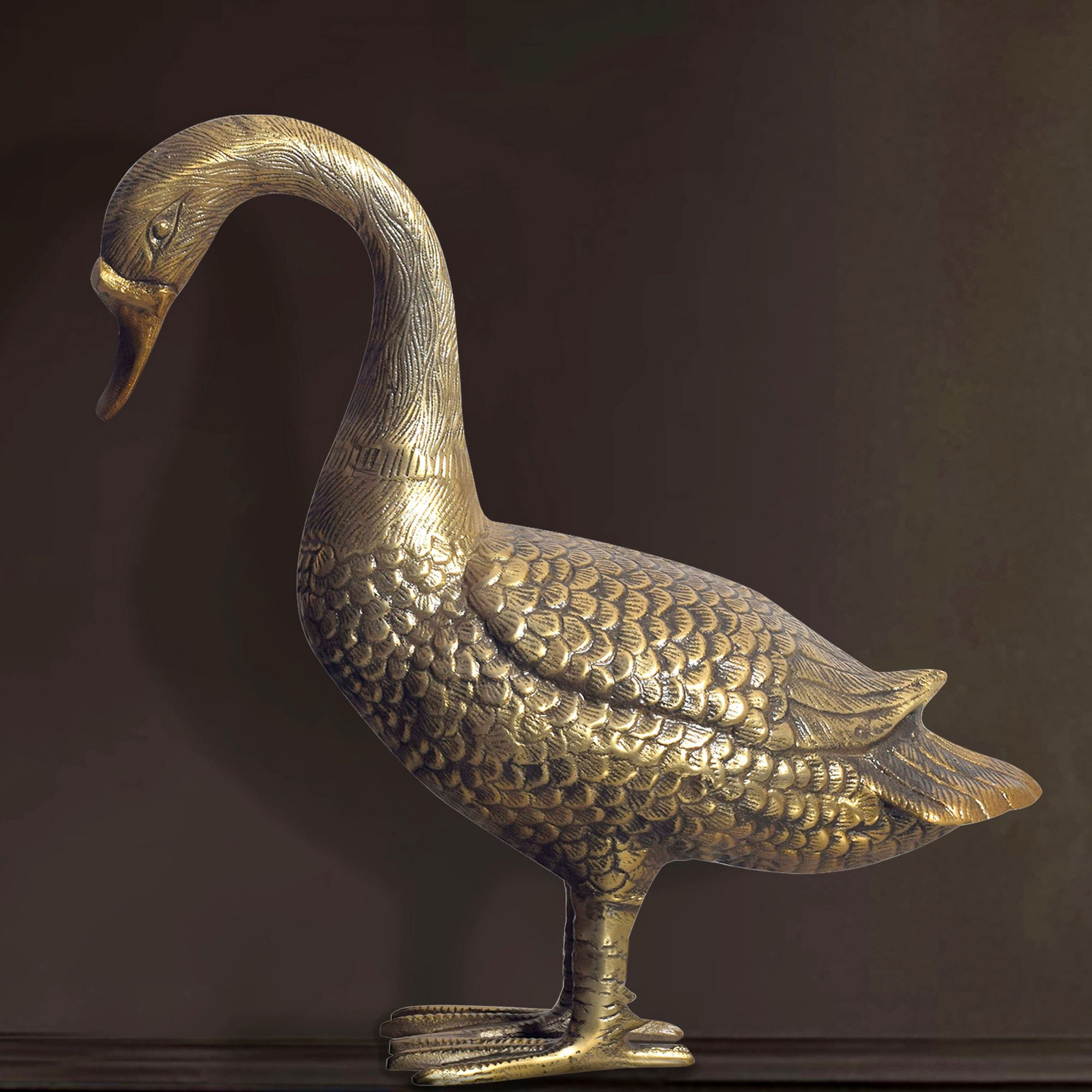 Dekofigur FineBuy Deko Gans Gold 46 cm Aluminium Statue Wohndeko Dekoration – Ansicht 1