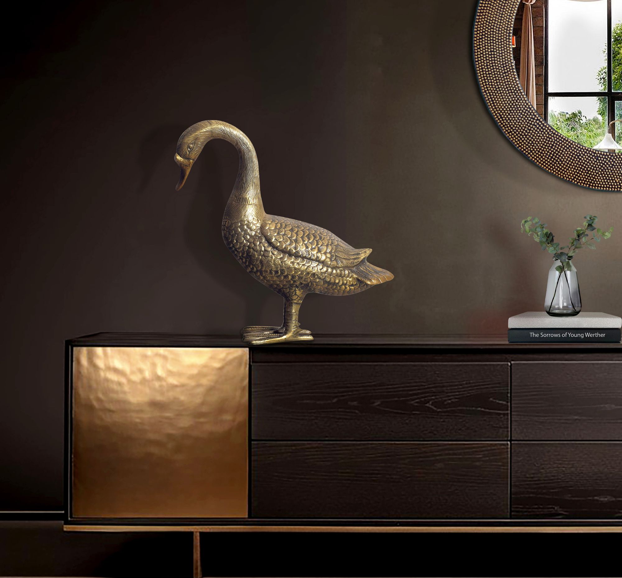 Dekofigur FineBuy Deko Gans Gold 46 cm Aluminium Statue Wohndeko Dekoration – Ansicht 2