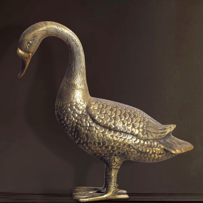 Dekofigur FineBuy Deko Gans Gold 46 cm Aluminium Statue Wohndeko Dekoration