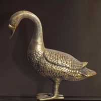 Dekofigur FineBuy Deko Gans Gold 46 cm Aluminium Statue Wohndeko Dekoration – Ansicht 1