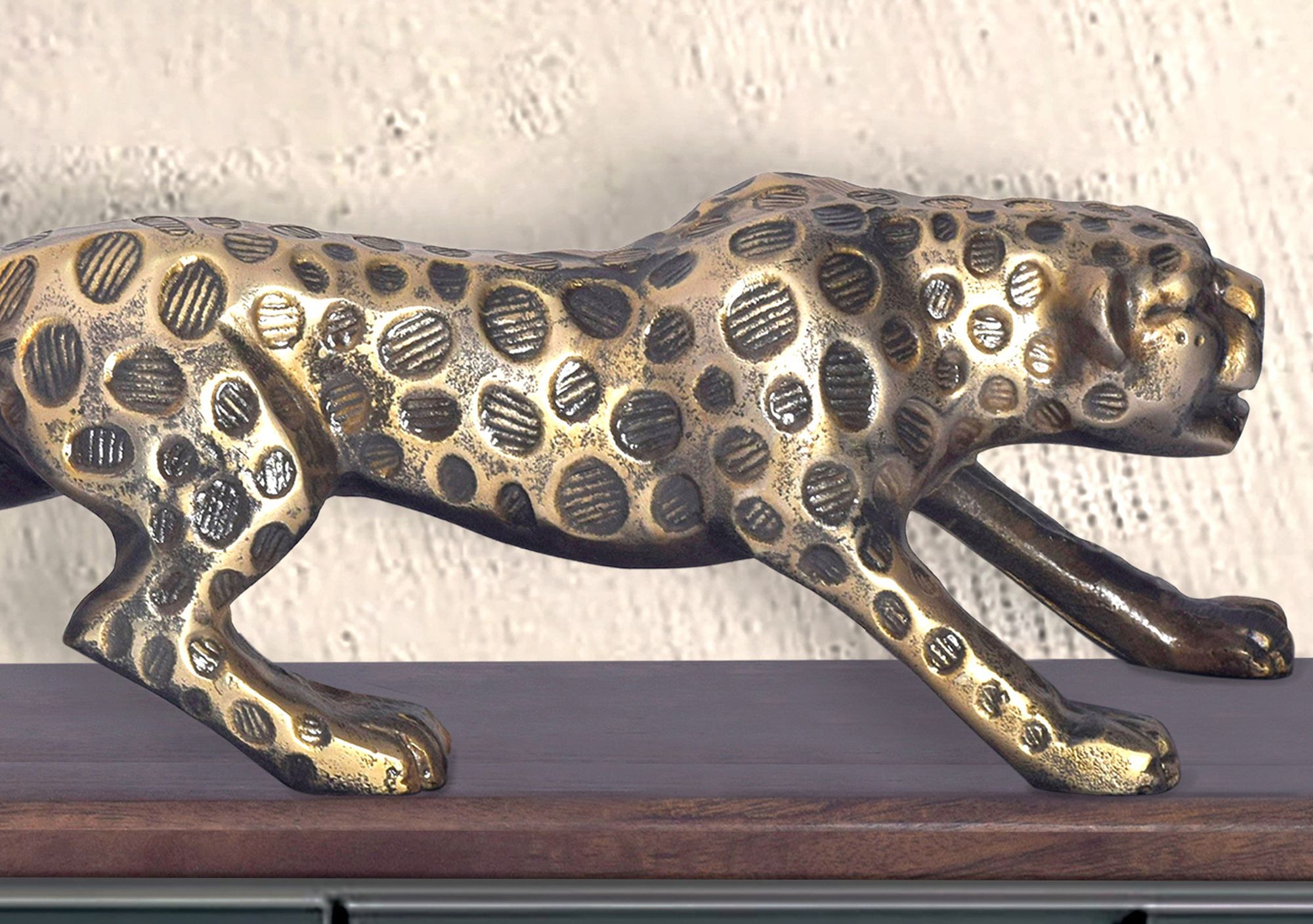 Deko Panther FineBuy Wohndeko 63 cm Aluminium Gold Dekoration Modern Tischdeko – Ansicht 4