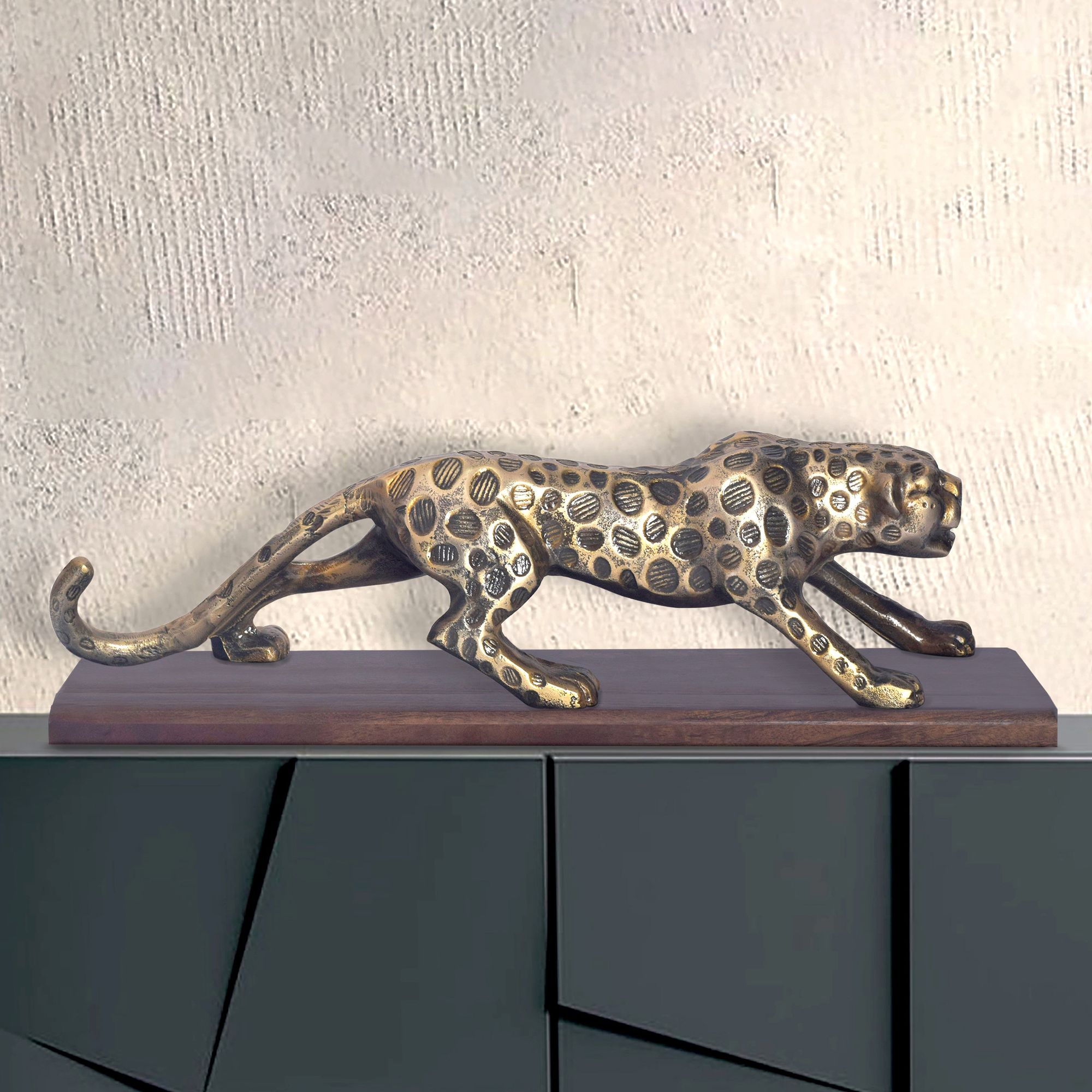 Deko Panther FineBuy Wohndeko 63 cm Aluminium Gold Dekoration Modern Tischdeko – Ansicht 1