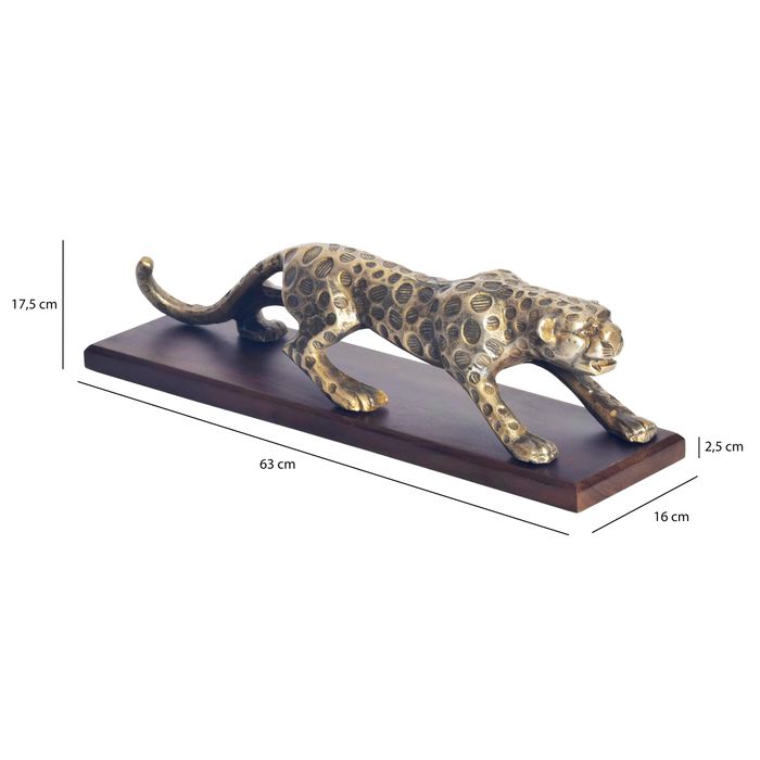 Deko Panther FineBuy Wohndeko 63 cm Aluminium Gold Dekoration Modern Tischdeko – Maßzeichnung
