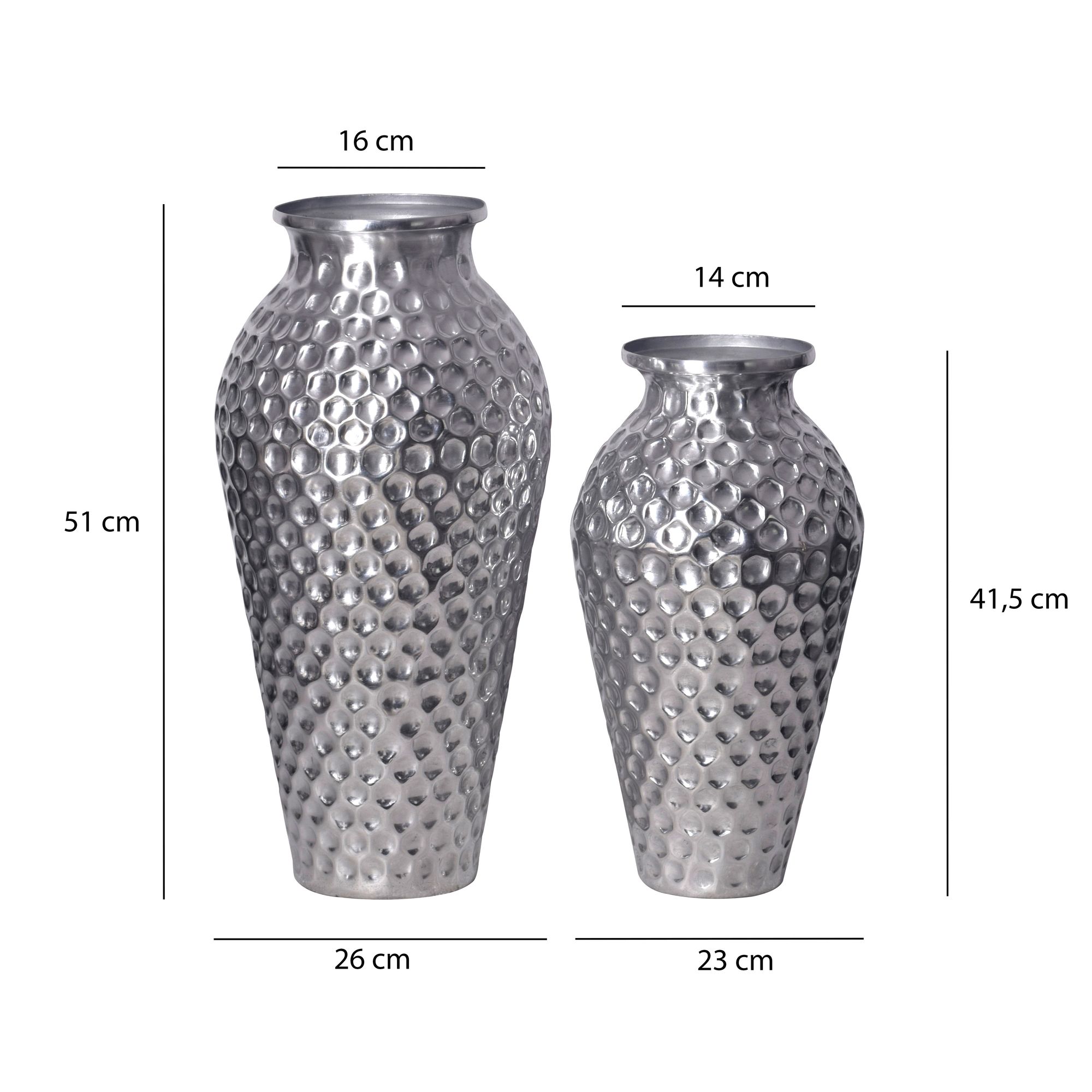 Vase 2er Set FineBuy Blumenvase Aluminium Amphore Tischvase Rund Dekovase – Ansicht 3