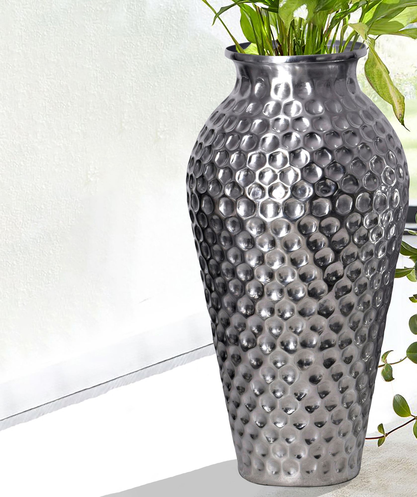 Vase 2er Set FineBuy Blumenvase Aluminium Amphore Tischvase Rund Dekovase – Ansicht 4