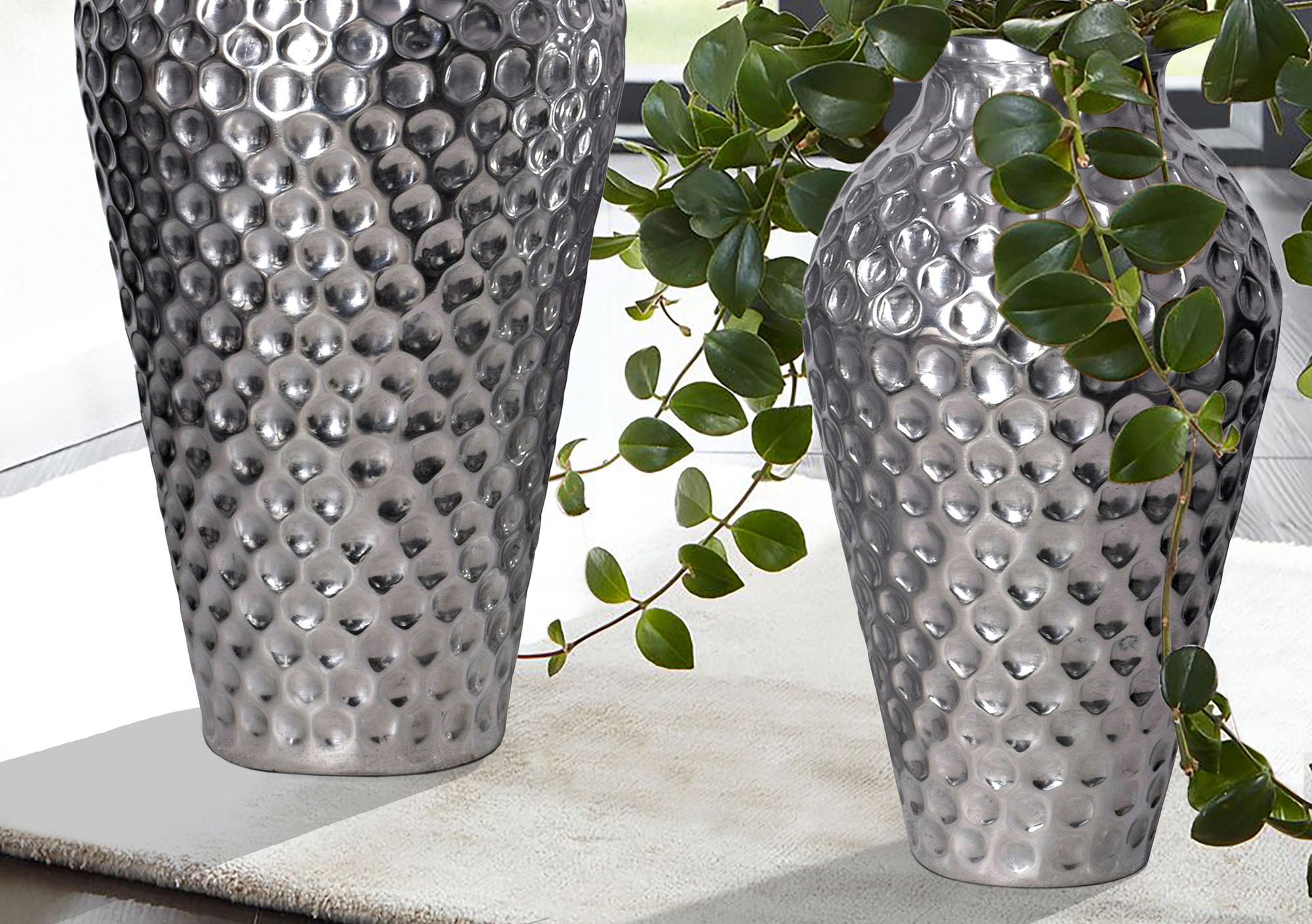 Vase 2er Set FineBuy Blumenvase Aluminium Amphore Tischvase Rund Dekovase – Ansicht 5