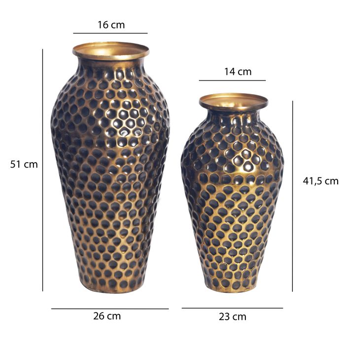 Vase 2er Set FineBuy Blumenvase Aluminium Amphore Tischvase Rund Dekovase – Maßzeichnung
