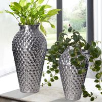 Vase 2er Set FineBuy Blumenvase Aluminium Amphore Tischvase Rund Dekovase – Ansicht 1