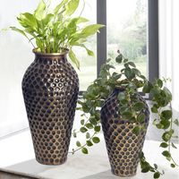 Vase 2er Set FineBuy Blumenvase Aluminium Amphore Tischvase Rund Dekovase – Ansicht 1