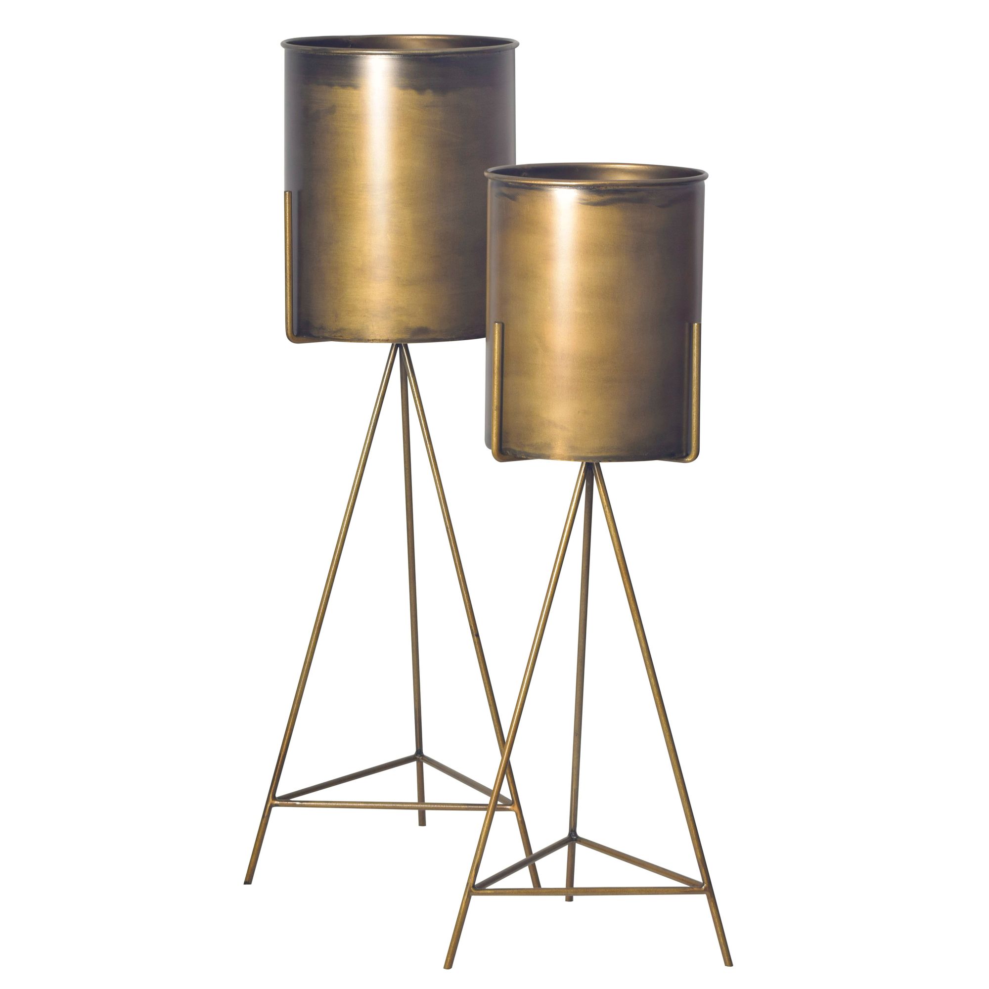 Blumentopf FineBuy Pflanzenkübel 2er Set Metall Gold Rund Pflanzgefäß Hoch Eisen – Ansicht 6