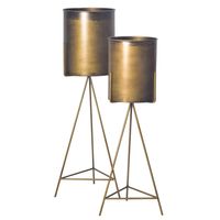 Blumentopf FineBuy Pflanzenkübel 2er Set Metall Gold Rund Pflanzgefäß Hoch Eisen – Ansicht 6