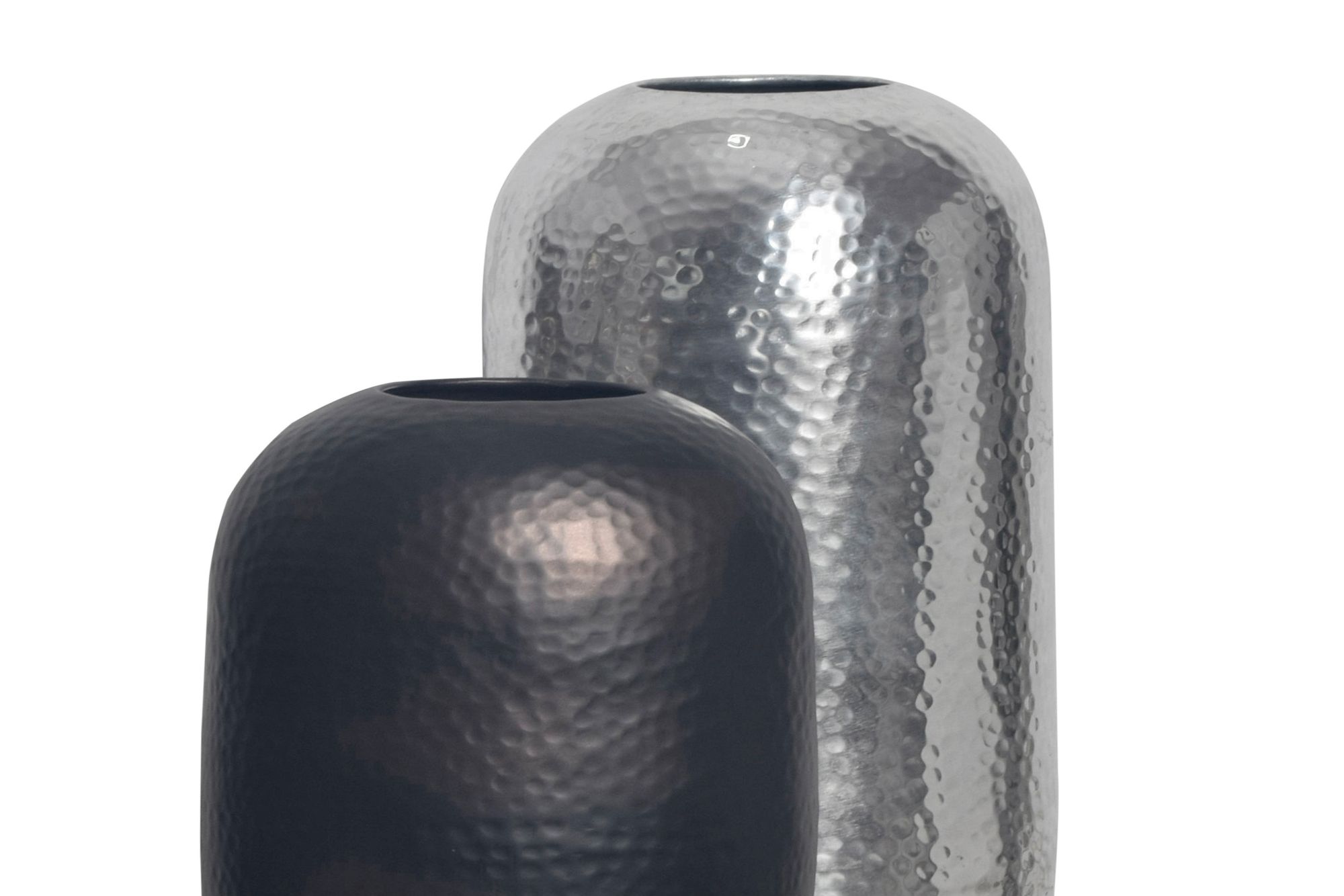 Vase 2er Set FineBuy Blumenvase Aluminium Hammerschlag Tischvase Modern Rund – Ansicht 4