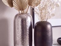 Vase 2er Set FineBuy Blumenvase Aluminium Hammerschlag Tischvase Modern Rund – Ansicht 4
