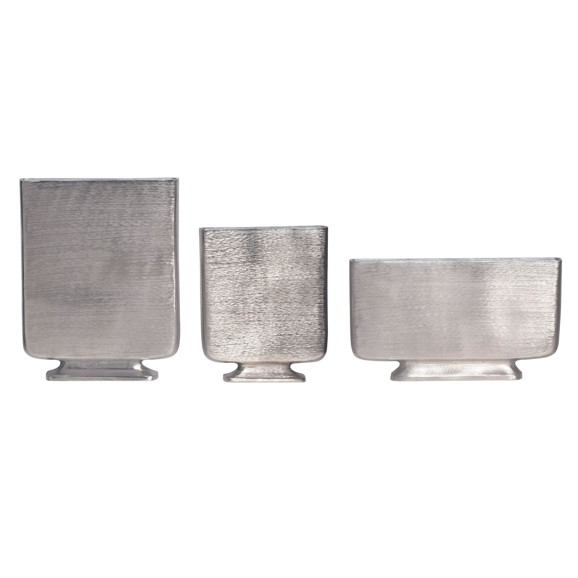 Vase 3er Set FineBuy Blumenvase Aluminium Tischvase Dekovase Modern Eckig – Ansicht 6
