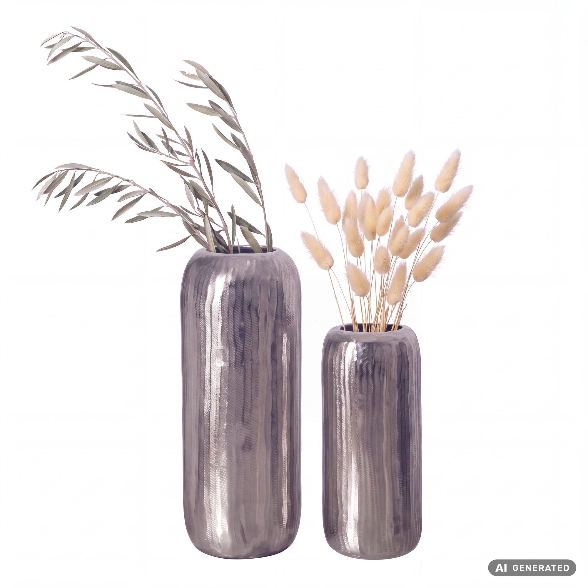 Vase 2er Set FineBuy Blumenvase Aluminium Zylinder Tischvase Rund Dekovase – Ansicht 6