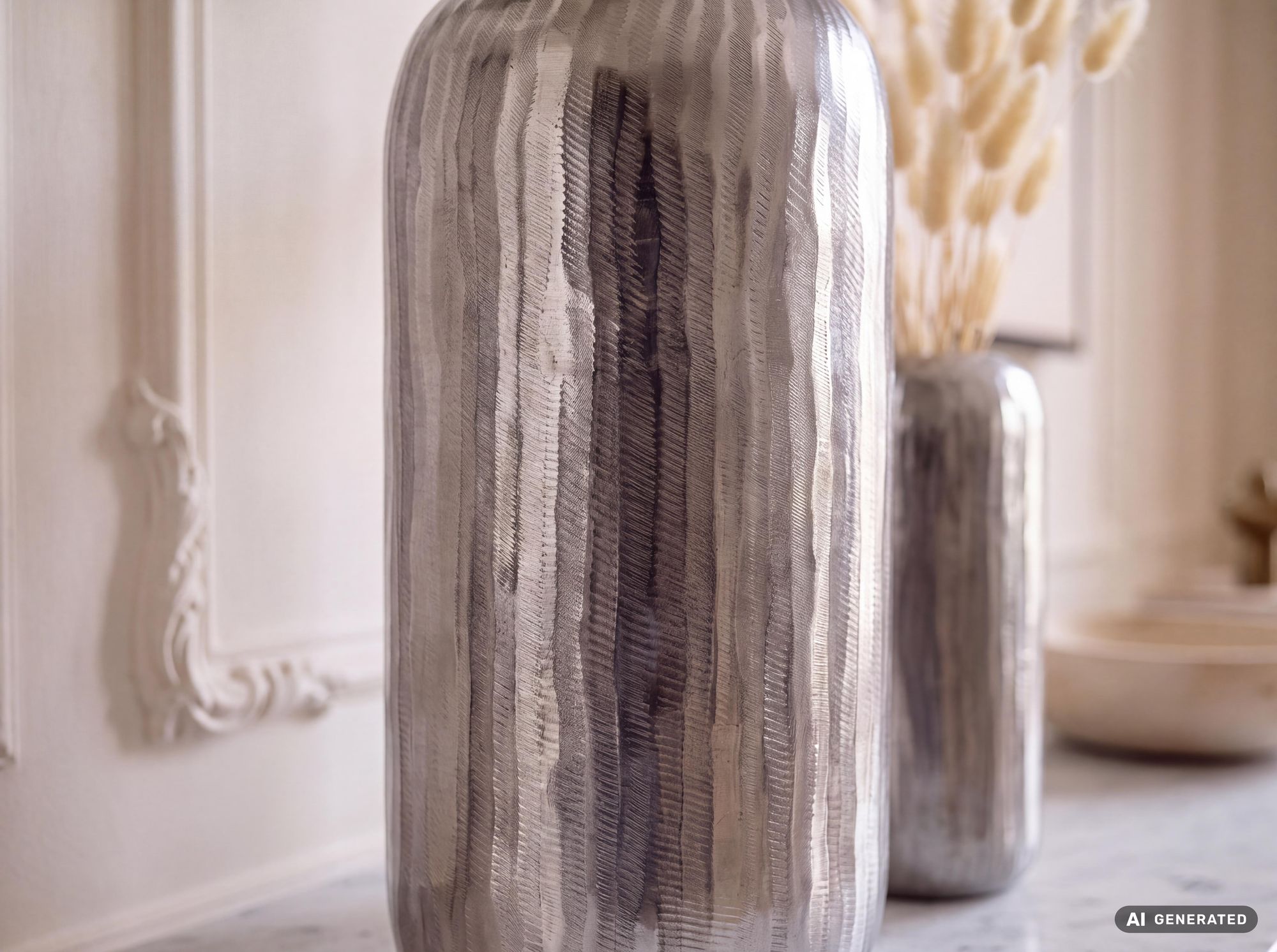 Vase 2er Set FineBuy Blumenvase Aluminium Zylinder Tischvase Rund Dekovase – Ansicht 4