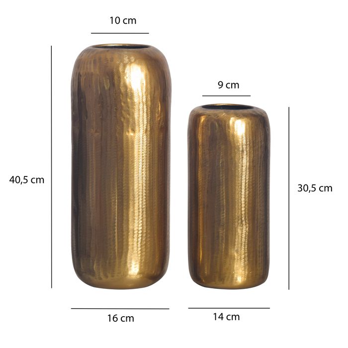 Vase 2er Set FineBuy Blumenvase Aluminium Zylinder Tischvase Rund Dekovase – Maßzeichnung
