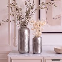 Vase 2er Set FineBuy Blumenvase Aluminium Zylinder Tischvase Rund Dekovase – Ansicht 1