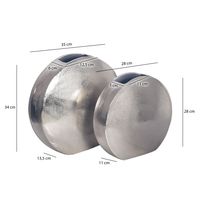 Vase 2er Set FineBuy Blumenvase Aluminium Tischvase Dekovase Modern Rund – Ansicht 3