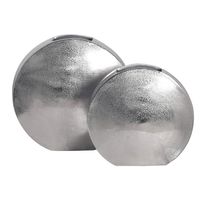 Vase 2er Set FineBuy Blumenvase Aluminium Tischvase Dekovase Modern Rund – Ansicht 6