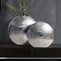 Vase 2er Set FineBuy Blumenvase Aluminium Tischvase Dekovase Modern Rund – Ansicht 1