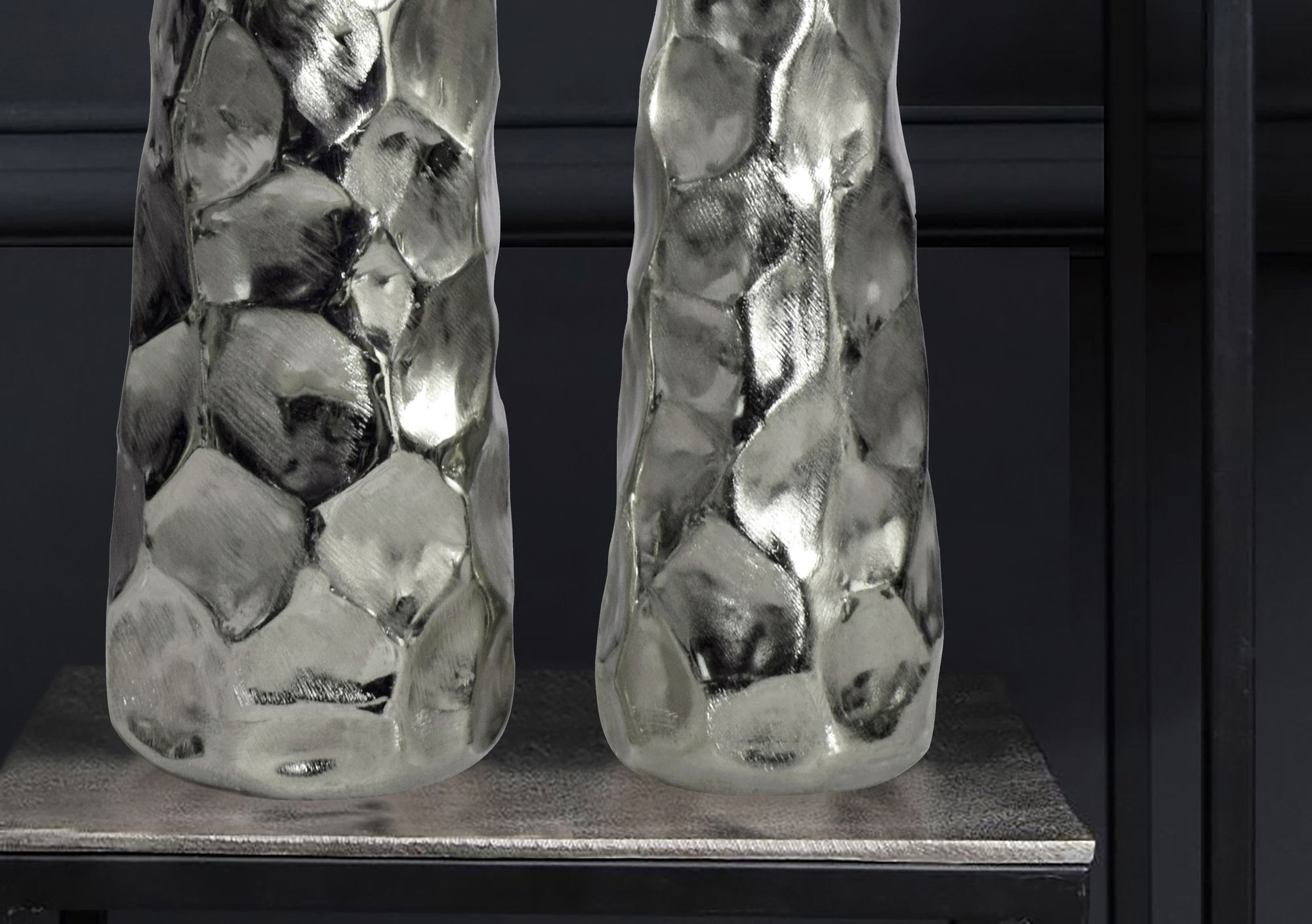 Vase 2er Set FineBuy Blumenvase Aluminium Tischvase Hammerschlag Dekovase Modern – Ansicht 5