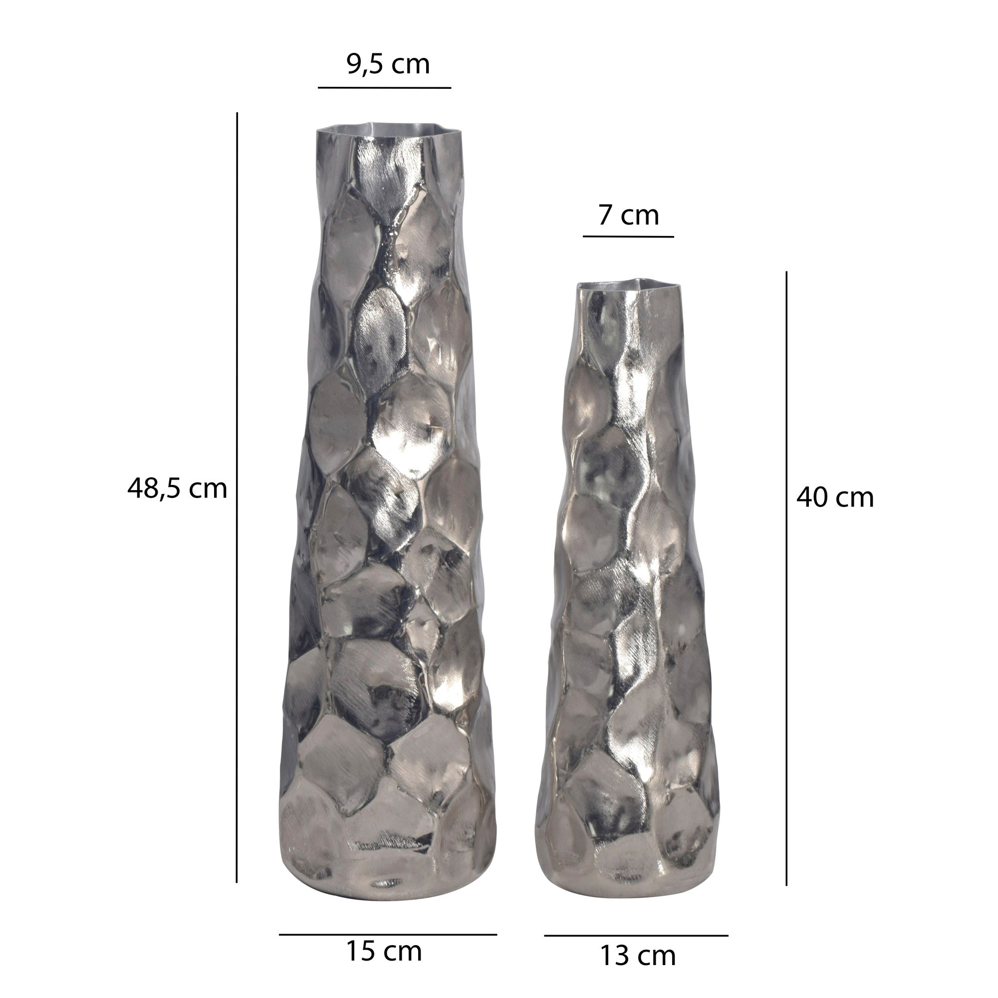 Vase 2er Set FineBuy Blumenvase Aluminium Tischvase Hammerschlag Dekovase Modern – Ansicht 3