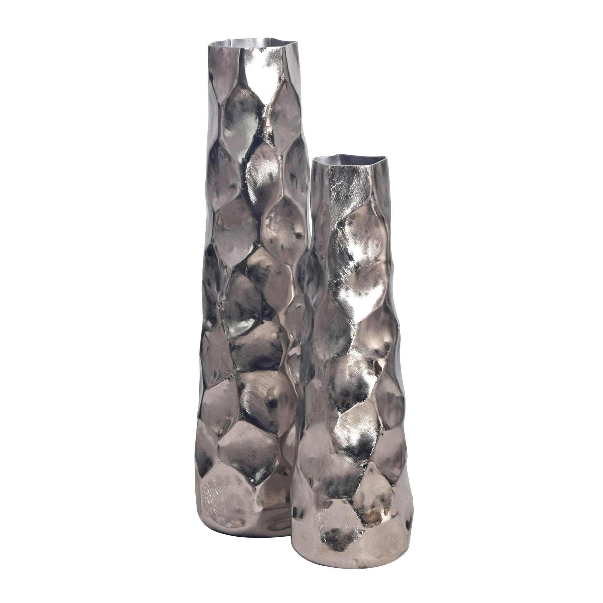FineBuy Deko Vase 2er Set Aluminium Blumenvase Modern, Dekovase Hammerschlag-Design 2-teilig für Blumen, Alu Tischvase Wohndeko Metall Tischdeko Handgefertigt | Farbe: Silber FineBuy Deko Vase 2er Set Aluminium Blumenvase Modern, Dekovase Hammerschlag-Design 2-teilig für Blumen, Alu Tischvase Wohndeko Metall Tischdeko Handgefertigt | Farbe: Silber