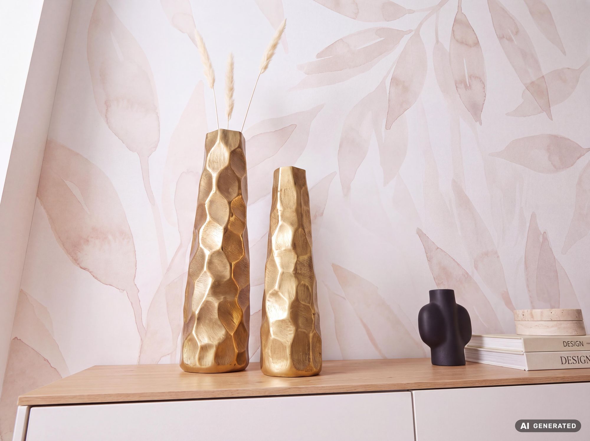 Vase 2er Set FineBuy Blumenvase Aluminium Tischvase Hammerschlag Dekovase Modern – Ansicht 4
