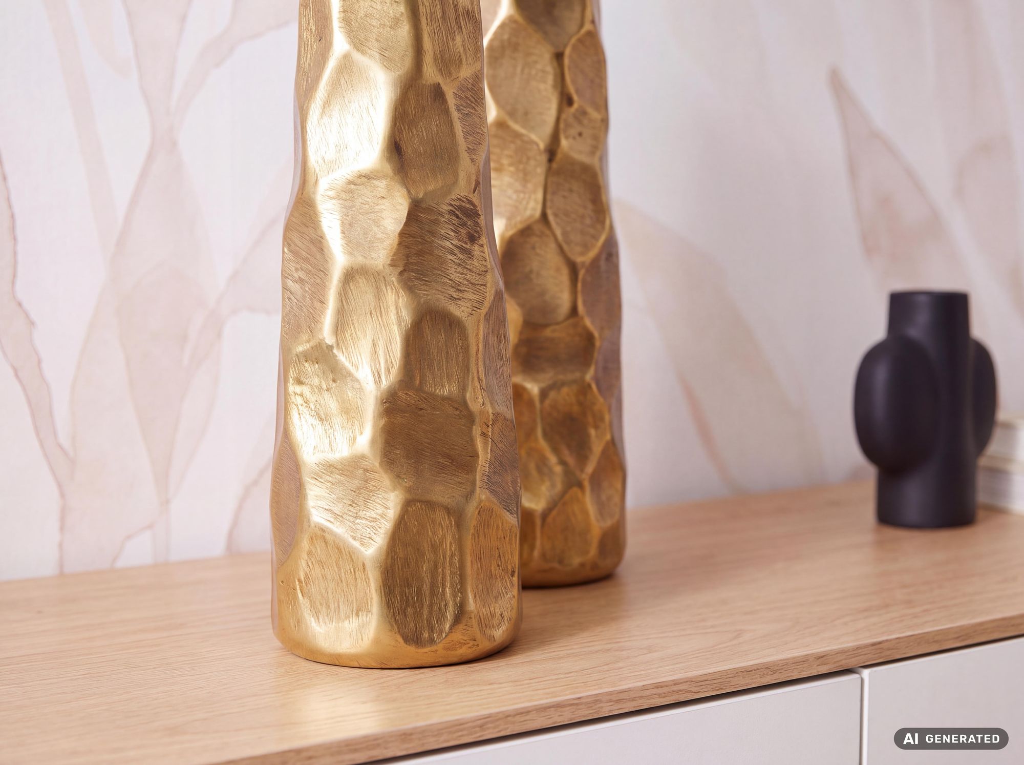 Vase 2er Set FineBuy Blumenvase Aluminium Tischvase Hammerschlag Dekovase Modern – Ansicht 5