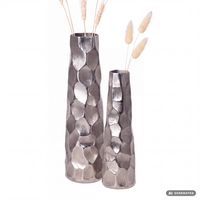 Vase 2er Set FineBuy Blumenvase Aluminium Tischvase Hammerschlag Dekovase Modern – Ansicht 6