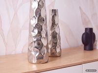 Vase 2er Set FineBuy Blumenvase Aluminium Tischvase Hammerschlag Dekovase Modern – Ansicht 4