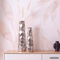 Vase 2er Set FineBuy Blumenvase Aluminium Tischvase Hammerschlag Dekovase Modern – Ansicht 1