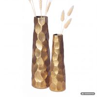 Vase 2er Set FineBuy Blumenvase Aluminium Tischvase Hammerschlag Dekovase Modern – Ansicht 6