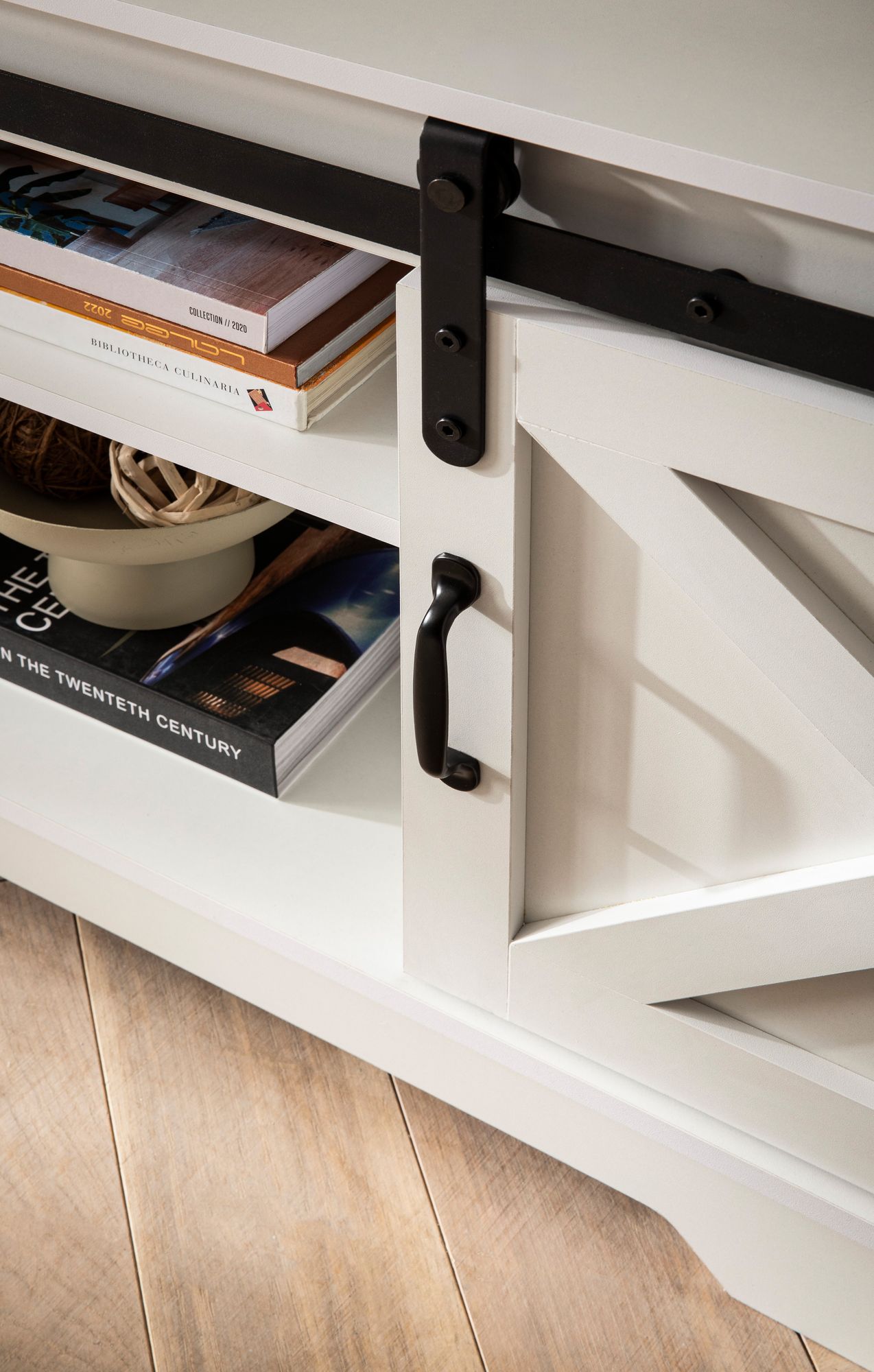 Lowboard FineBuy Fernsehkommode 150 cm TV Schrank Fernsehschrank Weiß Landhaus – Ansicht 5