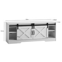 Lowboard FineBuy Fernsehkommode 150 cm TV Schrank Fernsehschrank Weiß Landhaus – Ansicht 3