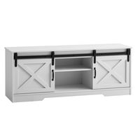 Lowboard FineBuy Fernsehkommode 150 cm TV Schrank Fernsehschrank Weiß Landhaus – Ansicht 6