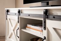 Lowboard FineBuy Fernsehkommode 150 cm TV Schrank Fernsehschrank Weiß Landhaus – Ansicht 4