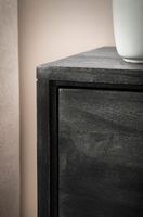 Nachttisch Akazie Massivholz Schwarz 2 Schubladen Nachtkommode Nachtkästchen – Ansicht 4