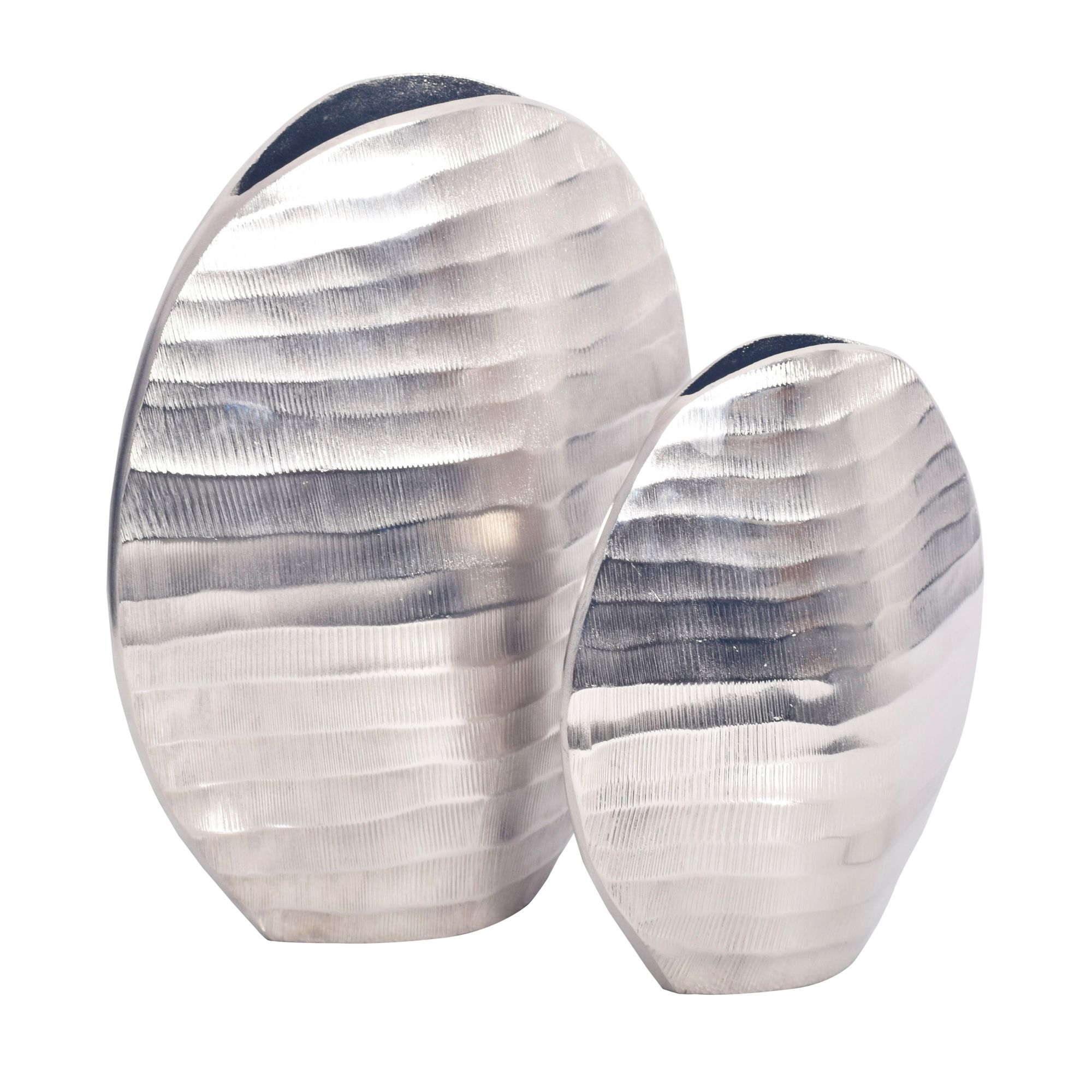 Vase 2er Set FineBuy Blumenvase Aluminium Tischvase Dekovase Rund Wellenmuster – Ansicht 6