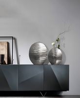 Vase 2er Set FineBuy Blumenvase Aluminium Tischvase Dekovase Rund Wellenmuster – Ansicht 2