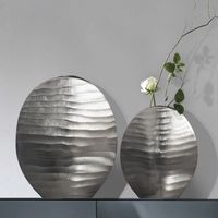 Vase 2er Set FineBuy Blumenvase Aluminium Tischvase Dekovase Rund Wellenmuster – Ansicht 1
