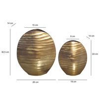Vase 2er Set FineBuy Blumenvase Aluminium Tischvase Dekovase Rund Wellenmuster – Ansicht 3