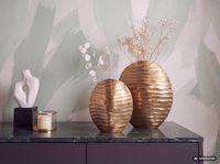 Vase 2er Set FineBuy Blumenvase Aluminium Tischvase Dekovase Rund Wellenmuster – Ansicht 7