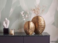 Vase 2er Set FineBuy Blumenvase Aluminium Tischvase Dekovase Rund Wellenmuster – Ansicht 2