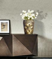 Vase FineBuy Blumenvase Löwenkopf 21 cm Aluminium Gold Tischvase Wohndeko Rund – Ansicht 2